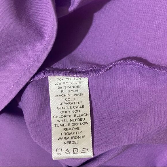 Susan Graver Purple Long Sleeve Button Down - Picture 7 of 7